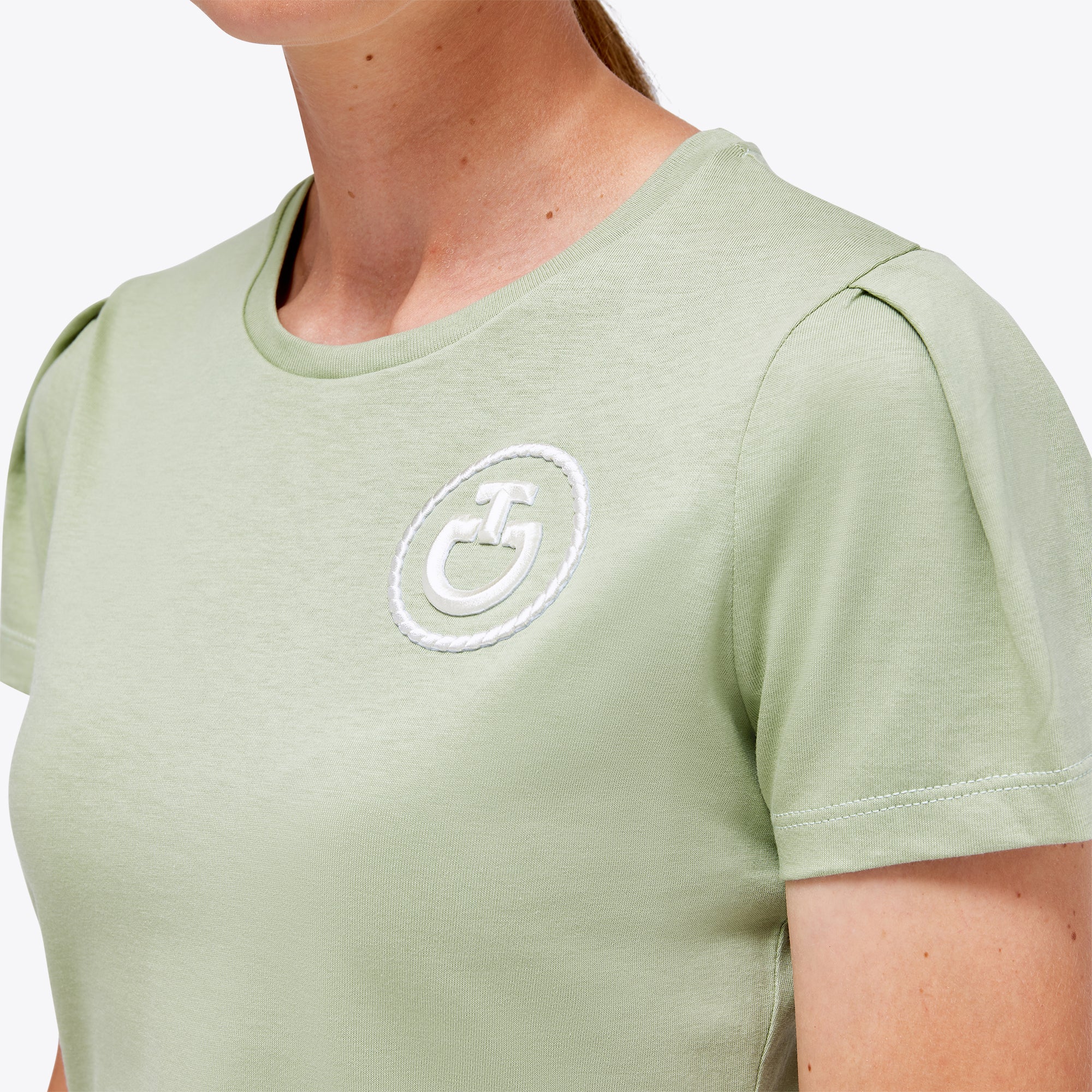 Cotton Puff Sleeve CT Emblem T- Shirt