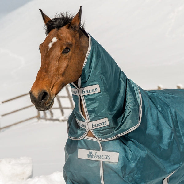 Bucas Holzteil für die Pferdedecke Atlantic Turnout Kombi Neck in grün.