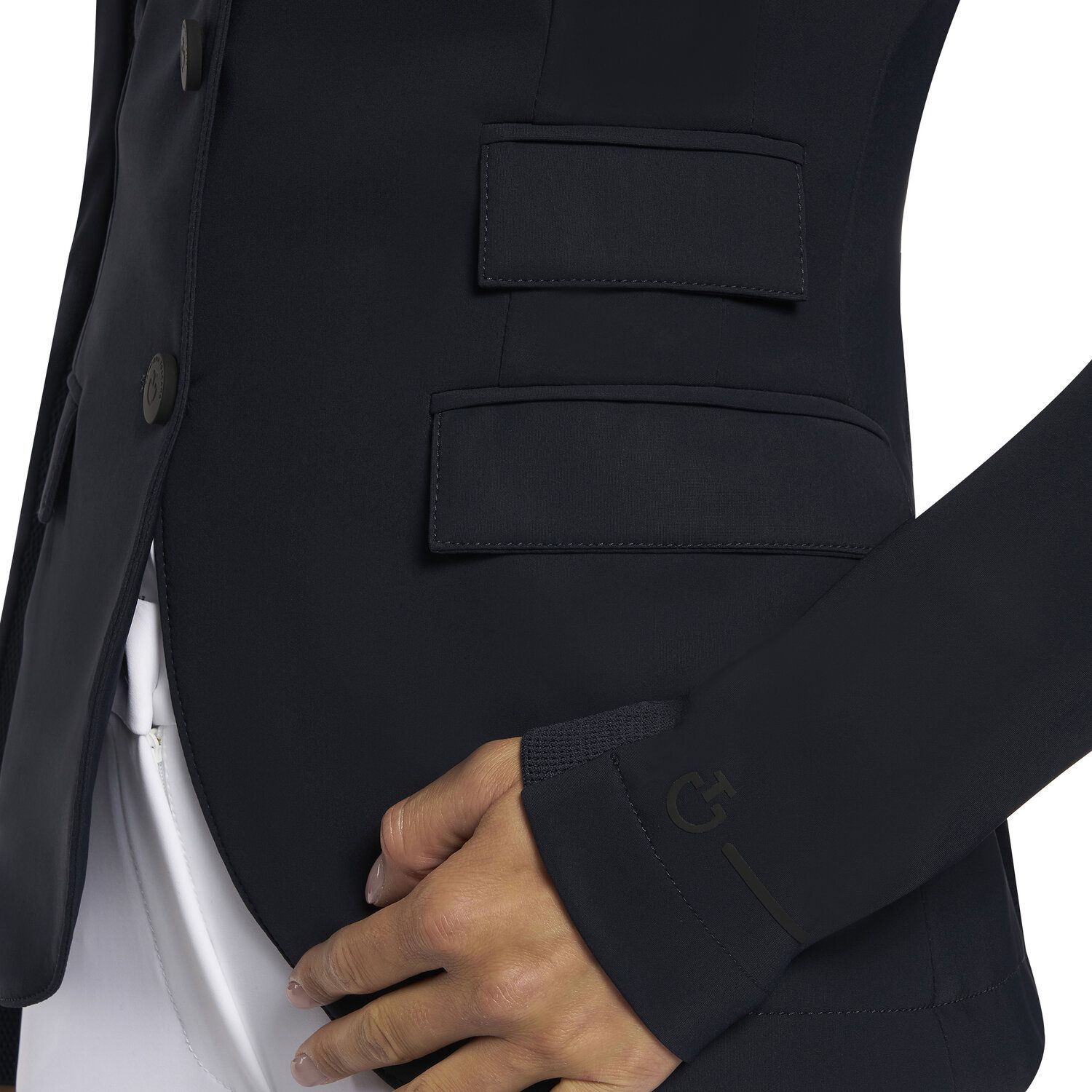 REVOLUTION Reitjacke für Damen aus Jersey mit Rückenteil aus technischem Strick-Jacquard.