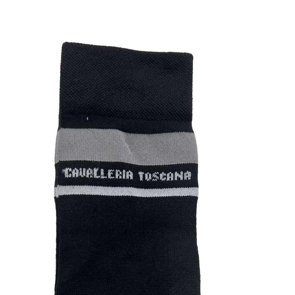 Cavalleria Toscana Embroidered CT Strip Socks CZN044-AB044-9999-Black
